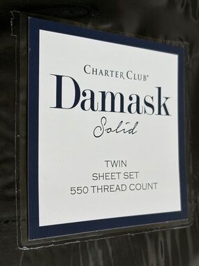 new SOLID BLACK Charter Club 550 Thread Count 100% Cotton Twin Sheet Set
